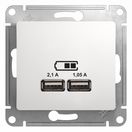 GSL000133 Розетка USB с/у 5В/2100мА (белый, б/рамки),