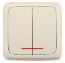 Хегель Альфа Выключатель о/у 2кл с инд. с изол.пл. (250В, 10А) сл.кость ВА10-154-01,27.33.11