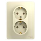 GSL000224 Розетка 2-я с/у с заземл. с рамкой 16А (бежевый) (10шт/уп),