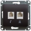 GSL000885КК Розетка двойная (комп+комп) RJ45+ RJ45, кат.5е (шоко) (10шт/уп),