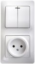 Блок комбинир-ый cкрыт. установки, клавишный/кнопочный 1 розетка с З/К 6А 220-250В пластик белый IP20 Systeme Electric Glossa