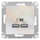 ATLASDESIGN USB РОЗЕТКА A+A, 5В/2,1 А, 2х5В/1,05 А, механизм, ЖЕМЧУГ
