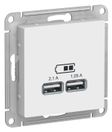 ATN000133 ATLAS USB РОЗЕТКА, 5В, 1 порт x 2,1 А, 2 порта х 1,05 А, механизм, БЕЛЫЙ,