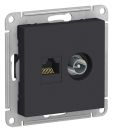 ATN001089 ATLAS РОЗЕТКА двойная комп.+ТВ RJ45+TV, кат.5E, механизм, КАРБОН,
