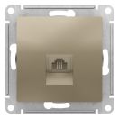 Розетка/коробка коммуникационная крепление в распор и на шурупах rj11 3 пластик шампань Systeme Electric AtlasDesign
