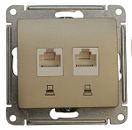 GSL000485КК Розетка двойная (комп+комп) RJ45+ RJ45, кат.5е (титан) (10шт/уп),