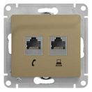 GSL000485 Розетка двойная (телеф+комп) RJ11+ RJ45, кат.5е (титан),