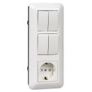 Блок комбинир-ый cкрыт. установки, клавишный/кнопочный 1 розетка с З/К 16А 250В пластик белый IP20 Systeme Electric Blanca