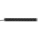 Блок розеток PDU TERACOM PRO 19" 1U 10А/250В 9 розеток Schuko шнур питания длиной 2 метра сечение 3x1,5 мм2 вилка C14 корпус пластик черный