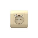 (NEW3-E) Розетка с/з со шторками, 16А+ USB двойная A+С, 5В/2,1А, шампань