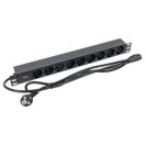 Блок розеток PDU TERACOM PRO 19" 1U 16А/250В 9 розеток Schuko шнур питания длиной 2 метра сечение 3x1,5 мм2 вилка Schuko корпус пластик черный