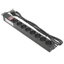 Блок PDU TERACOM PRO 19" 1U 16А/250В 8 роз. Schuko с выключат. шнур 2 м 3x1,5 мм2 вилка Schuko корпус алюминий черный