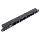 Блок розеток PDU TERACOM PRO 19" 1U 10А/250В 8 розеток Schuko с выключателем без шнура питания входной разъем C14 корпус алюминий черный