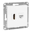 Механизм розетки HDMI+RJ45 (cat5), белый Эпика EKF