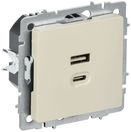 BRITE Роз. USB A+C 45Вт высокоск. зар. РЮ11-2-БрКр беж. IEK