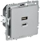 BRITE Роз. USB A+C 45Вт высокоск. зар. РЮ11-2-БрА алюм. IEK