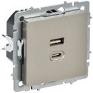 BRITE Роз. USB A+C 45Вт высокоск. зар. РЮ11-2-БрШ шамп. IEK