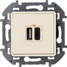 INSPIRIA Зарядное устройство USB А+С 3000мА 5Вслоновая кость
