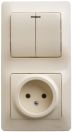 Блок комбинир-ый cкрыт. установки, клавишный/кнопочный 1 розетка с З/К 6А 220-250В пластик бежевый IP20 Systeme Electric Glossa