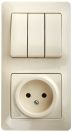 Блок комбинир-ый cкрыт. установки, клавишный/кнопочный 1 розетка с З/К 6А 220-250В пластик бежевый IP20 Systeme Electric Glossa