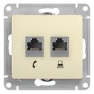 GSL000285 Розетка двойная (телеф+комп) RJ11+ RJ45, кат.5е (бежевый),