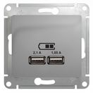 GSL000333 Розетка USB с/у 2х5В/1050мА (алюминий, б/рамки) (1шт/уп),