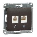 GSL000885 Розетка двойная (телеф+комп) RJ11+ RJ45, кат.5е (шоколад),