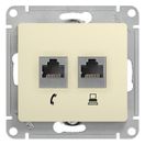 GSL000285 Розетка двойная (телеф+комп) RJ11+ RJ45, кат.5е (бежевый),