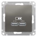 ATN000933 ATLAS USB РОЗЕТКА, 5В, 1 порт x 2,1 А, 2 порта х 1,05 А, механизм, СТАЛЬ,